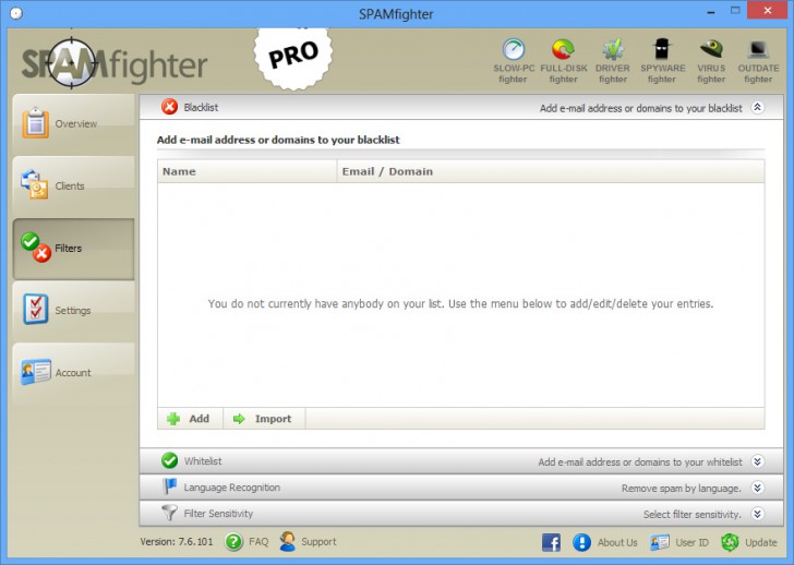 โปรแกรมจัดการอีเมลสแปม SPAMfighter Pro