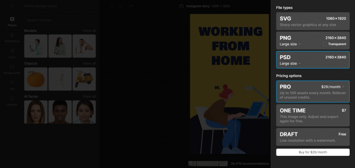 โปรแกรมออกแบบกราฟิกออนไลน์ พร้อมสต๊อกวัตถุดิบ Icons8 Mega Creator