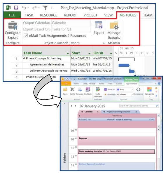 โปรแกรมปลั๊กอิน ซิงค์ข้อมูล Project 2 Outlook (P2O)