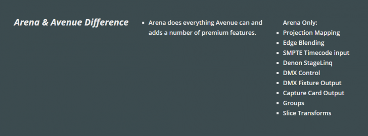 ตารางเปรียบเทียบ โปรแกรมสร้างเอฟเฟคภาพ แสง สี สำหรับเวทีการแสดง Resolume ในแต่ละเวอร์ชัน
