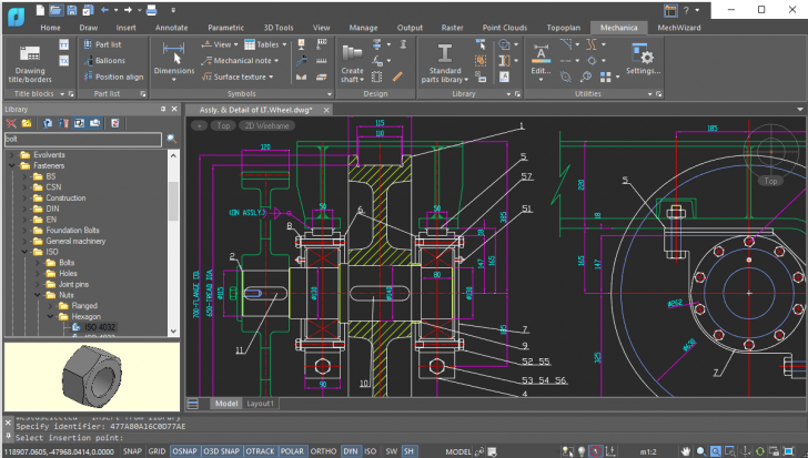 โปรแกรมเขียนแบบชิ้นส่วนกลไก CAD ราคาถูก nanoCAD Mechanica