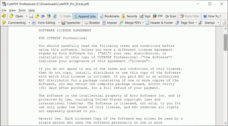 โปรแกรมจัดการไฟล์เอกสารพีดีเอฟ CutePDF Professional