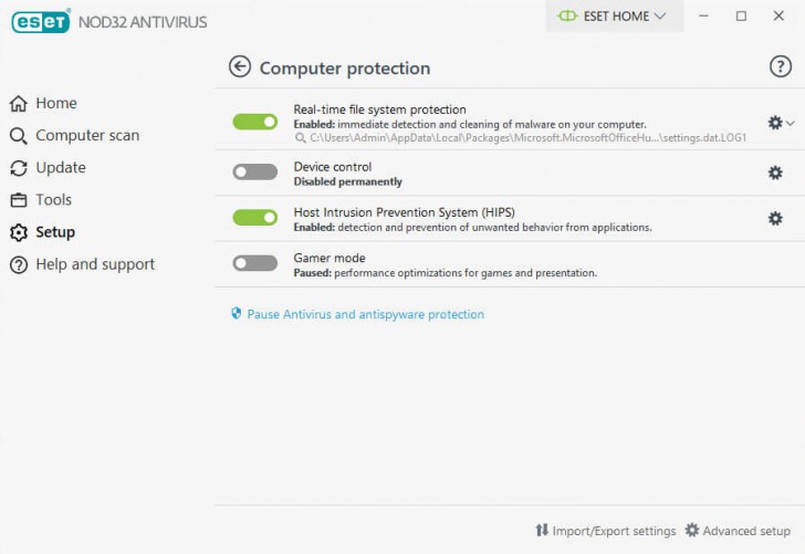 โปรแกรมแอนตี้ไวรัส สำหรับการใช้งานในบ้าน ESET NOD32 Antivirus
