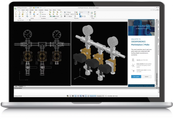 โปรแกรมออกแบบ เขียนแบบ CAD รุ่นองค์กร DraftSight Enterprise Plus