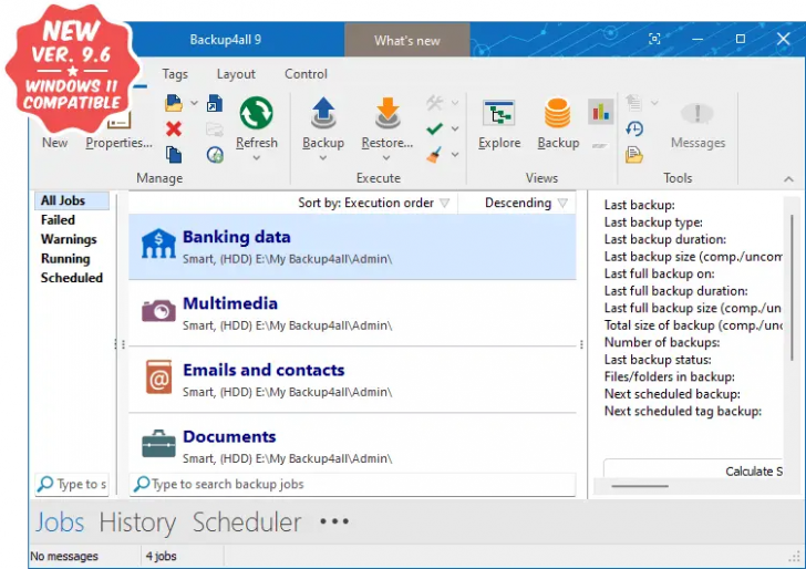 โปรแกรมสำรองข้อมูล รุ่นมาตรฐาน Backup4all Standard 9