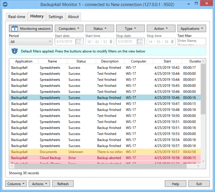 โปรแกรมจัดตั้งเซิร์ฟเวอร์ มอนิเตอร์การสำรองข้อมูล Backup4all Monitor 1