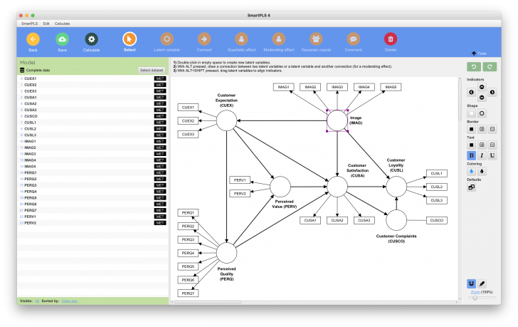โปรแกรมทำงานวิจัย ด้วยวิธีกำลังสองน้อยที่สุดบางส่วน รุ่นโปร SmartPLS 4 Professional