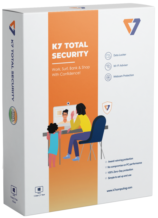 โปรแกรมแอนตี้ไวรัส รุ่นระดับกลาง ดูแลความปลอดภัยออนไลน์ K7 Total Security