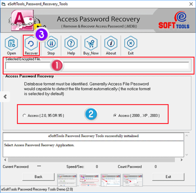 โปรแกรมกู้รหัสผ่านไฟล์ฐานข้อมูลแอคเซส eSoftTools Access Password Recovery
