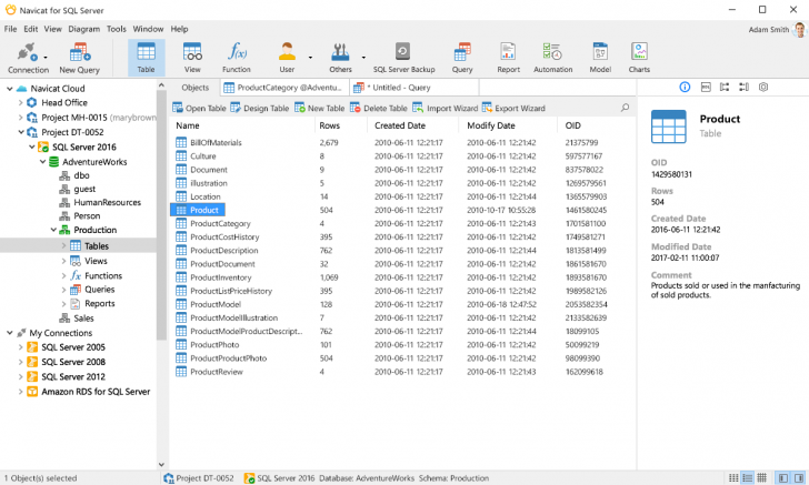 โปรแกรมจัดการฐานข้อมูล Navicat 17 for SQL Server - Subscription License