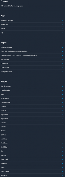 ตารางแจกแจงฟีเจอร์ โปรแกรมแปลงไฟล์รูปภาพ Ashampoo Photo Converter