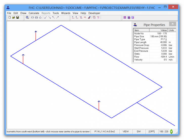โปรแกรมออกแบบระบบท่อน้ำดับเพลิง สำหรับผู้ใช้งานคนเดียว CANUTE FHC