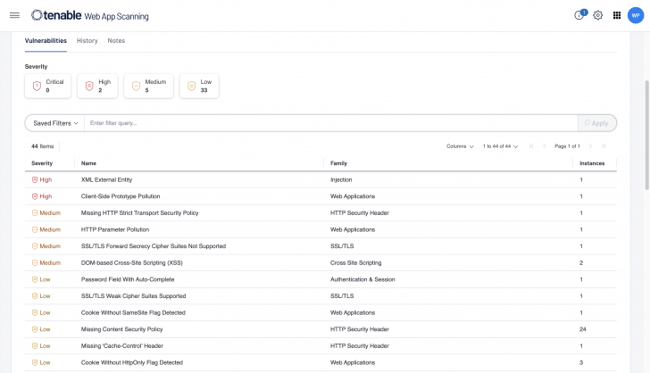 โปรแกรมตรวจสอบช่องโหว่ในเว็บแอปพลิเคชัน Tenable Web App Scanning