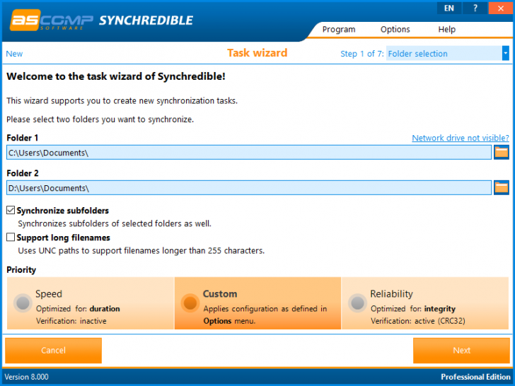 โปรแกรมเก็บสำรองไฟล์สำคัญ Synchredible Professional