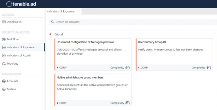 โปรแแกรมรักษาความปลอดภัย Active Directory ตรวจหาช่องโหว่ Tenable Identity Exposure
