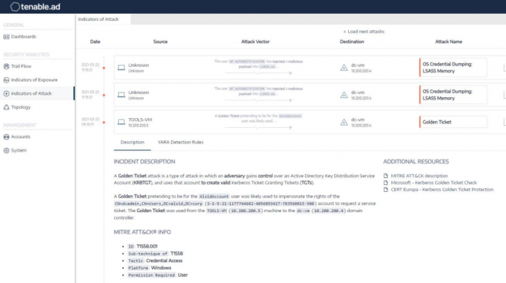 โปรแแกรมรักษาความปลอดภัย Active Directory ตรวจหาช่องโหว่ Tenable Identity Exposure