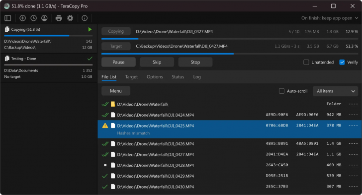 โปรแกรมคัดลอกไฟล์จำนวนมาก ไฟล์ขนาดใหญ่ TeraCopy Pro