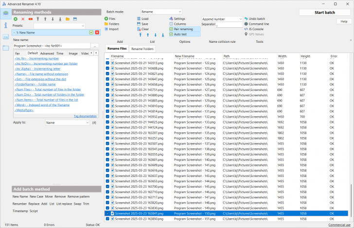 โปรแกรมเปลี่ยนชื่อไฟล์ขั้นสูง Advanced Renamer