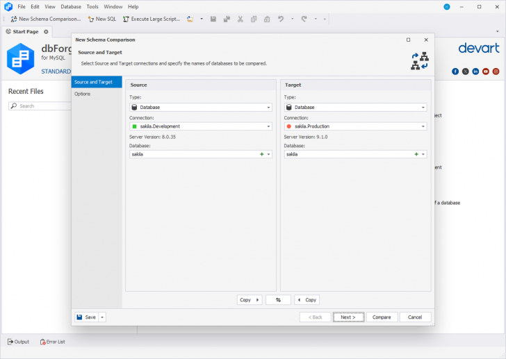 รวมชุดโปรแกรมเปรียบเทียบข้อมูล และเปรียบเทียบโครงสร้างฐานข้อมูล Devart dbForge Compare Bundle for MySQL Standard