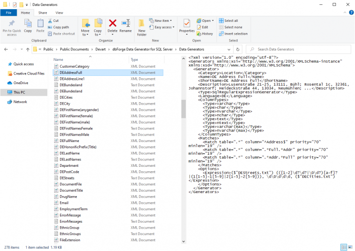 โปรแกรมสร้างข้อมูลทดสอบ Devart dbForge Data Generator for SQL Server Standard