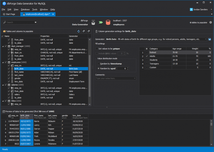 โปรแกรมสร้างข้อมูลทดสอบ Devart dbForge Data Generator for MySQL Standard
