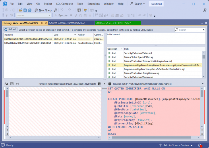 ส่วนเสริม SSMS จัดการฐานข้อมูลภายใต้ระบบควบคุมเวอร์ชัน Devart dbForge Source Control for SQL Server Standard