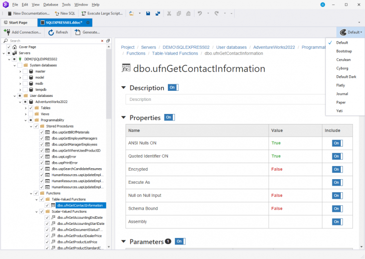 โปรแกรมสร้างเอกสารของโครงสร้างฐานข้อมูล Devart dbForge Documenter for SQL Server Standard