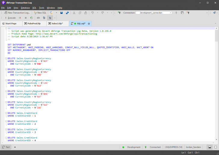 โปรแกรมแปลบันทึกการเปลี่ยนแปลงของ SQL Server ให้เข้าใจง่าย Devart dbForge Transaction Log Standard
