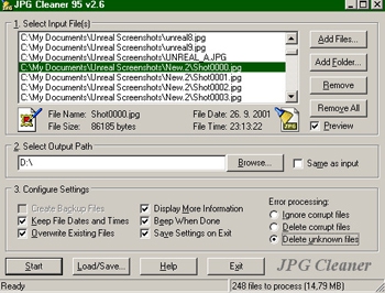 JPG Cleaner (โปรแกรม ลบไฟล์รูป ตระกูล JPEG )