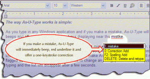 As-U-Type (โปรแกรม ตรวจสอบ การพิมพ์ผิด แบบ Real-Time)