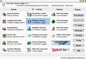 Real Spy Monitor (โปรแกรมตรวจสอบการใช้งาน เครื่องคอมพิวเตอร์เครื่องนั้นๆ แบบละเอียด) Real Spy Monitor (โปรแกรมตรวจสอบการใช้งาน เครื่องคอมพิวเตอร์เครื่องนั้นๆ แบบละเอียด)