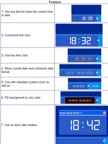 Desk Band Clock-7 (โปรแกรม เปลี่ยนรูปแบบ นาฬิกา บน Taskbar ให้สวยงาม)