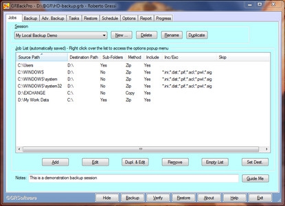 GRBackPro - Professional Data Backup (โปรแกรม Backup ข้อมูล สำรองข้อมูล)