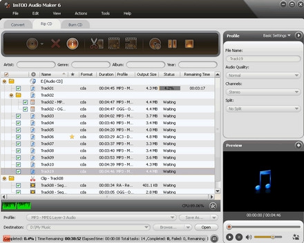 ImTOO Audio Maker (โปรแกรม สำหรับแปลงไฟล์เสียง และ อัดเพลงลงแผ่น CDs)