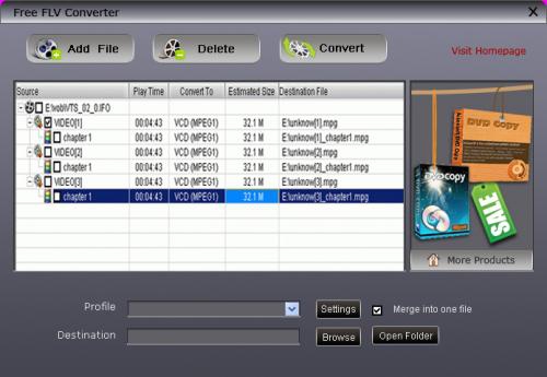 โปรแกรมแปลงไฟล์ Free FLV Converter