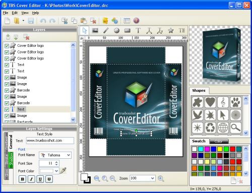 โปรแกรมออกแบบกล่องซอฟต์แวร์ TBS Cover Editor 