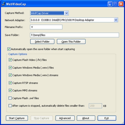 โปรแกรมบันทึกวิดีโอบนเว็บ WebVideoCap