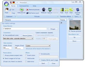 Picture2avi Pro (สร้างสไลด์โชว์ เป็นไฟล์วิดีโอ AVI จากรูปภาพแบบง่ายๆ ฟรี) : Picture2avi Pro (สร้างสไลด์โชว์ เป็นไฟล์วิดีโอ AVI จากรูปภาพแบบง่ายๆ ฟรี) :
