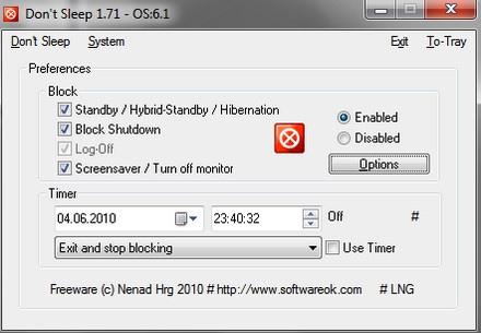 โปรแกรมป้องกัน ปิดเครื่องอัตโนมัติ Dont Sleep