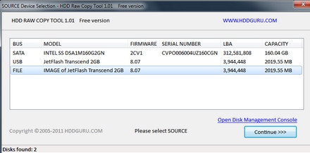 โปรแกรมสำรองข้อมูล HDD Raw Copy Tool