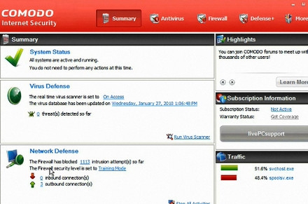 โปรแกรมป้องกันไวรัสจากเน็ต Comodo Internet Security 