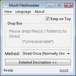 โปรแกรมหั่นไฟล์ Moo0 File Shredder โปรแกรมหั่นไฟล์ Moo0 File Shredder