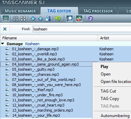 โปรแกรมจัดการเพลง TagScanner โปรแกรมจัดการเพลง TagScanner