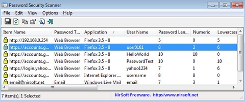 โปรแกรมดูรหัสผ่าน Password Security Scanner