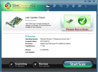 โปรแกรมค้นหาและติดตั้งไดร์เวอร์ SlimDrivers