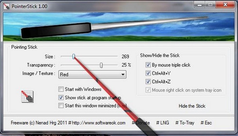 PointerStick (ปากกา Laser ปากกา Pointer บนจอคอม ฟรี) : PointerStick (ปากกา Laser ปากกา Pointer บนจอคอม ฟรี) :