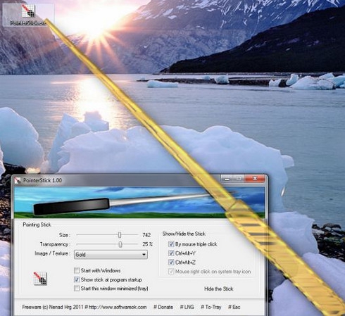 โปรแกรมปากกาเลเซอร์ PointerStick โปรแกรมปากกาเลเซอร์ PointerStick