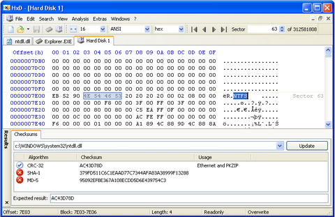 โปรแกรมตรวจสอบแก้ไขไฟล์ HxD Hex Editor 