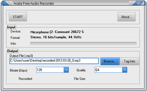 โปรแกรมบันทึกเสียง อัดเสียง Acala Free Audio Recorder