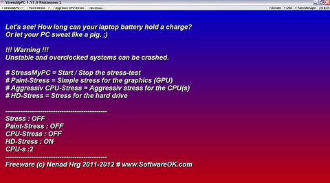 โปรแกรมทดสอบคอม StressMyPC โปรแกรมทดสอบคอม StressMyPC